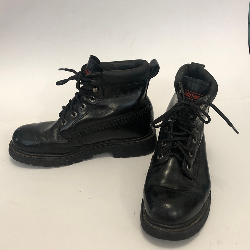 Harley Davidson 9 Boots Black Leather Lace up Rubber sole Excellent Condition